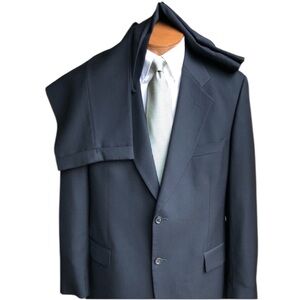 VITO RUFOLO | Men’s Classic Black Pinstripe 100% Wool Suit Jacket 40L & Pant 34L